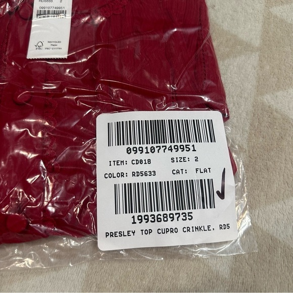 J crew Persian red Sheer lace-trim button-up shirt - Picture 6 of 6